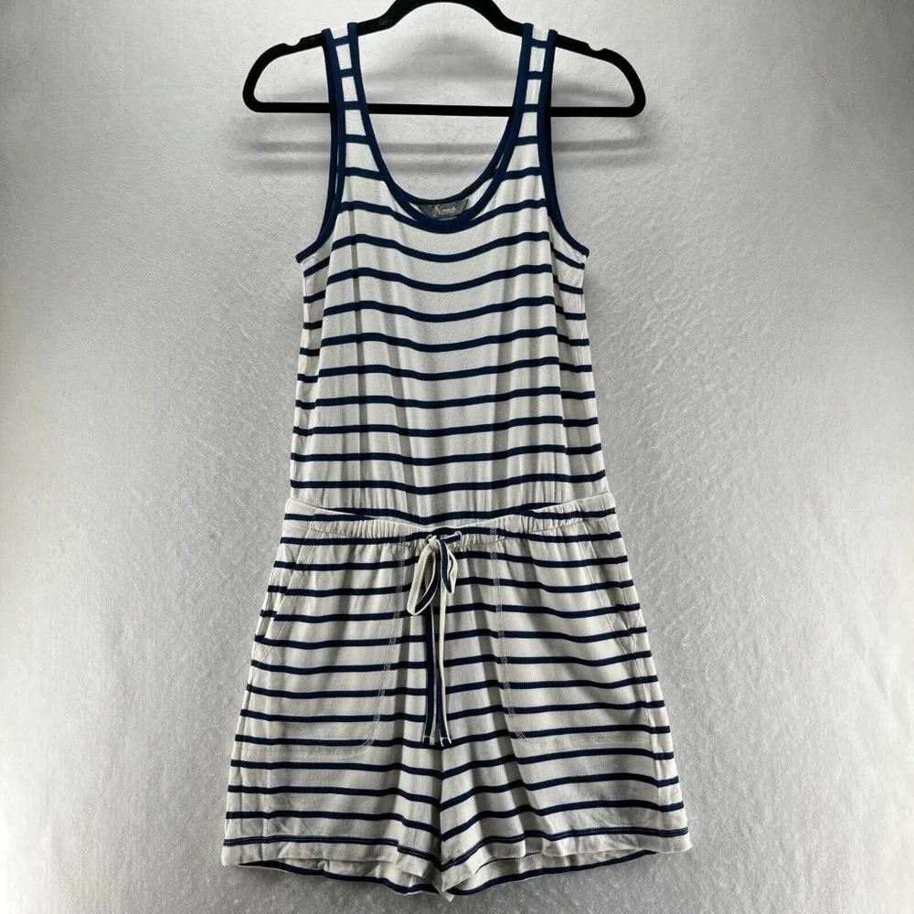 Natural Reflections Rompers Size XS Terry Striped Sleeveless Modal Viscose Blue